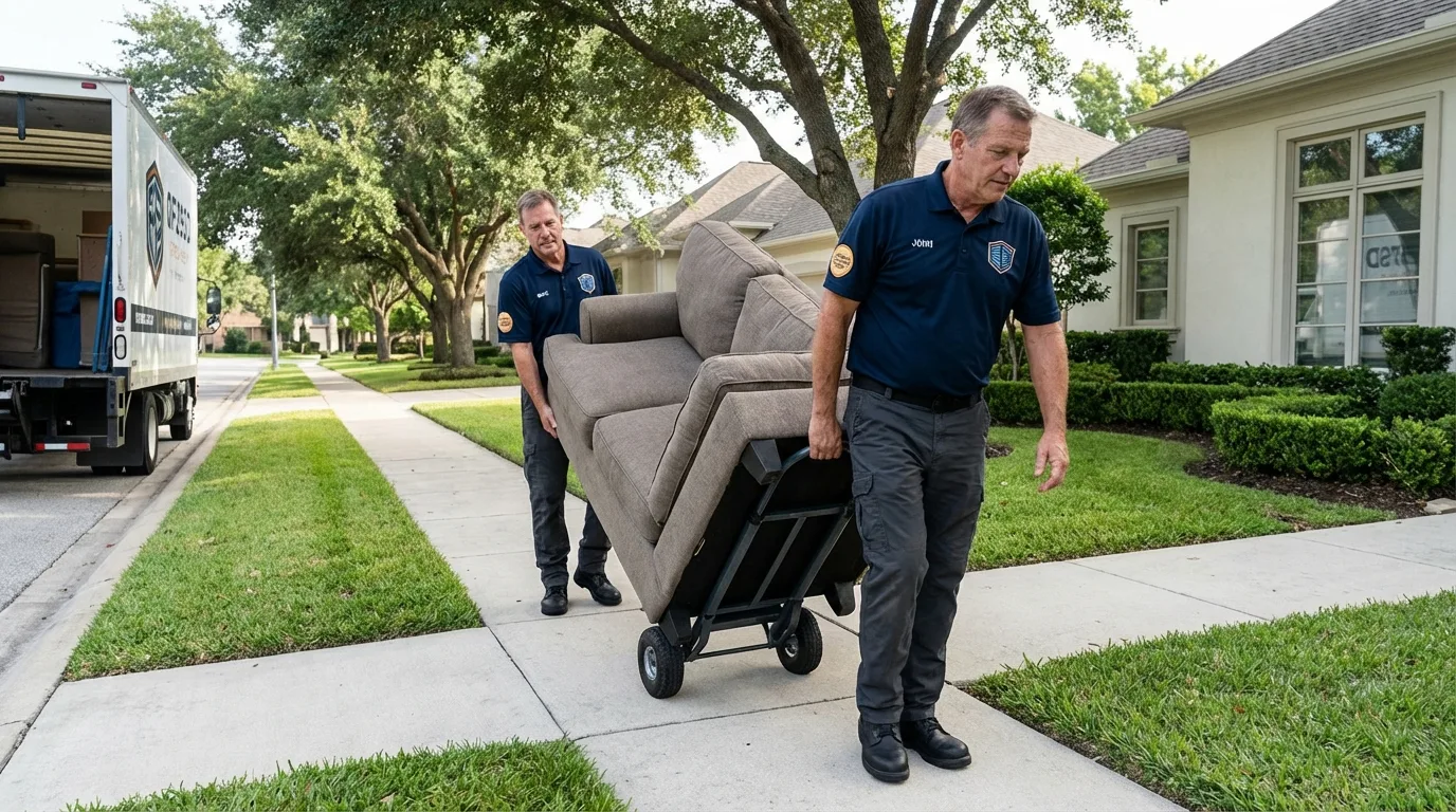 Local residential moving crew loading furniture in Luling, TX